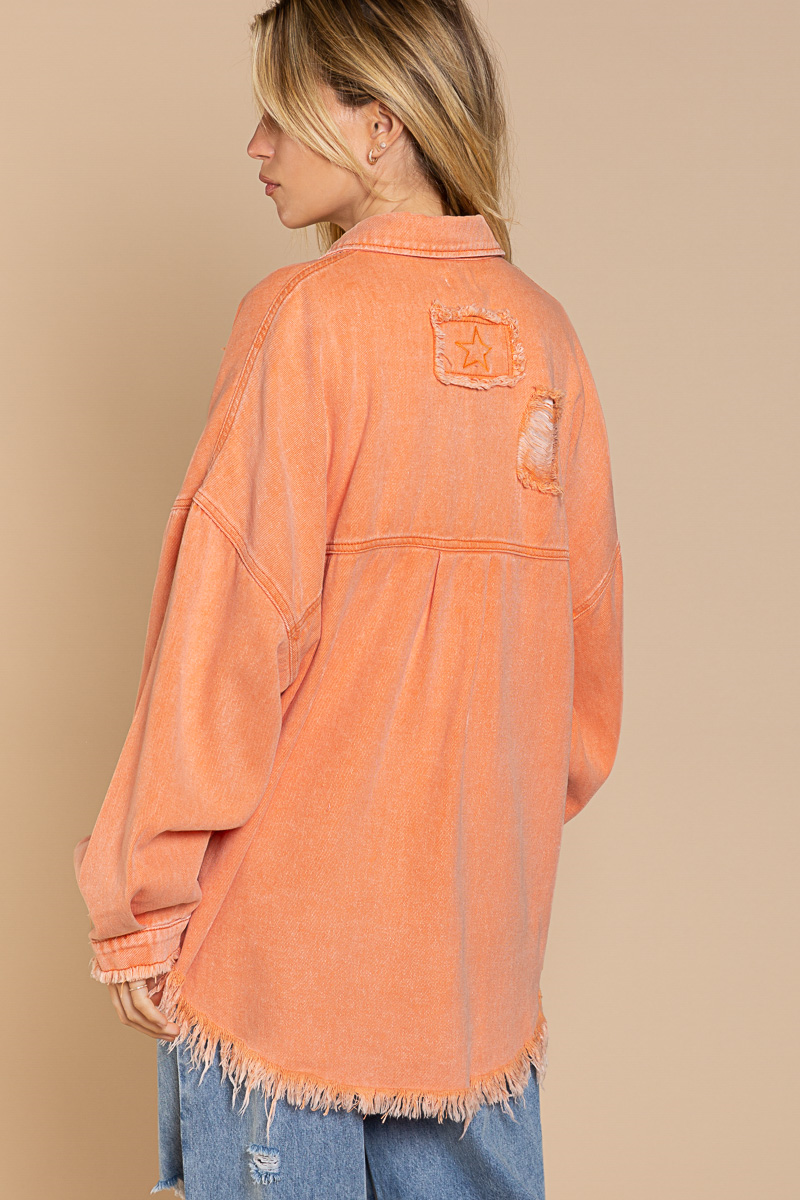 Coral Shacket w Pocket