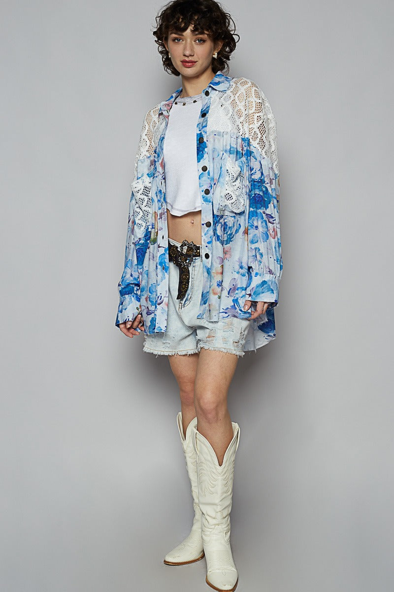 Floral and Lace Shacket