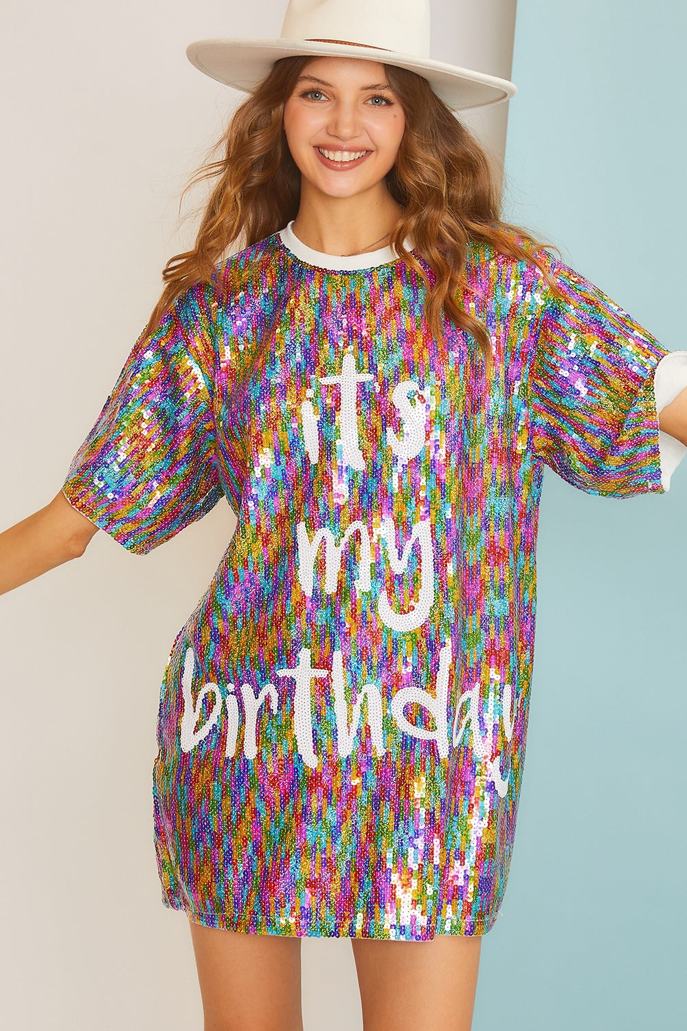 It's My Birthday Sequin Tunic Dress
