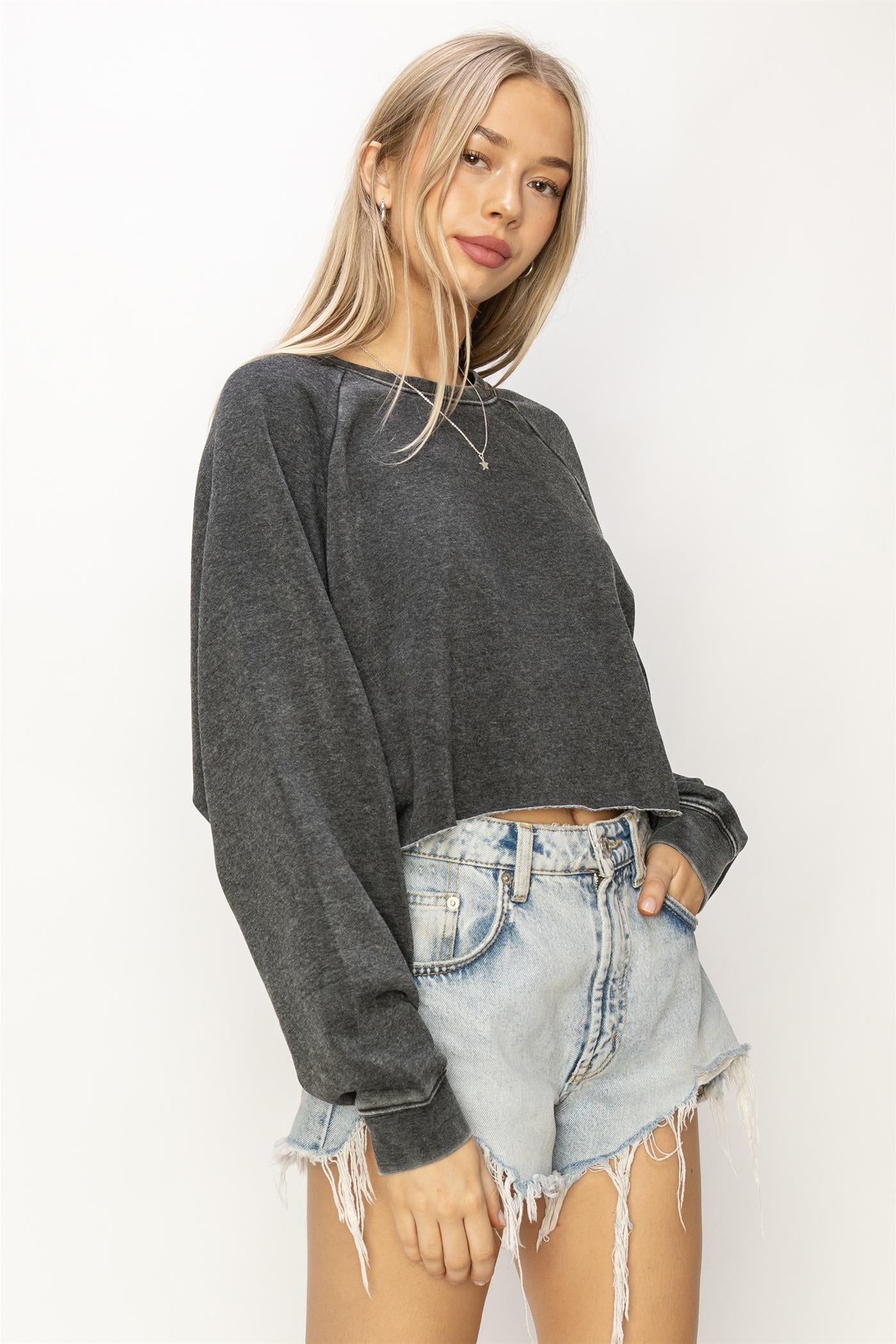 Cropped Black Crewneck