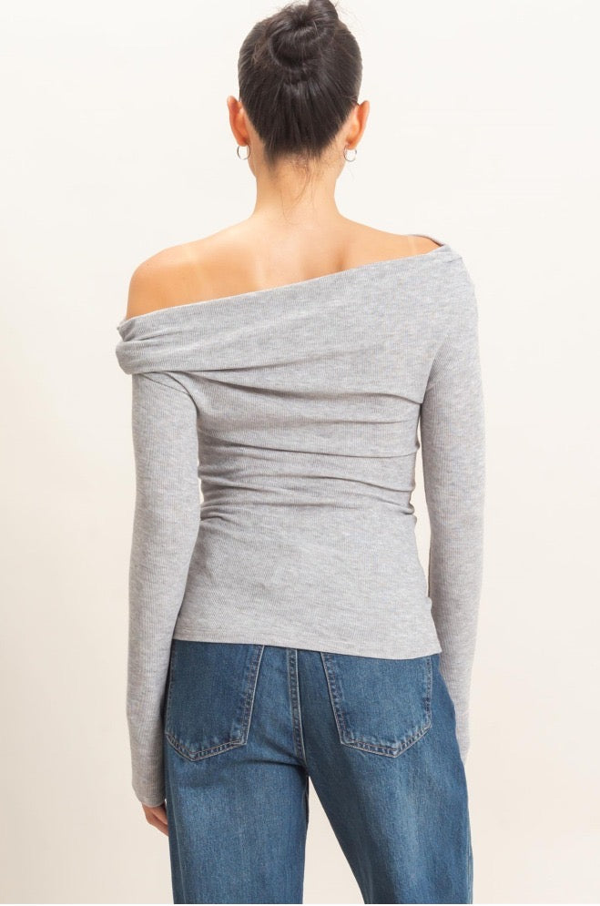 Gray Off The Shoulder Top