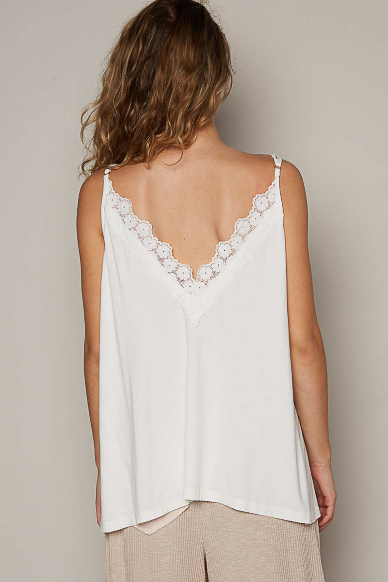 Pink or Off White Cami Top w Lace