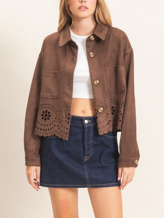 Jacket with Eyelet Trim