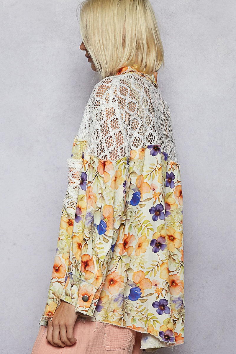 Floral and Lace Shacket