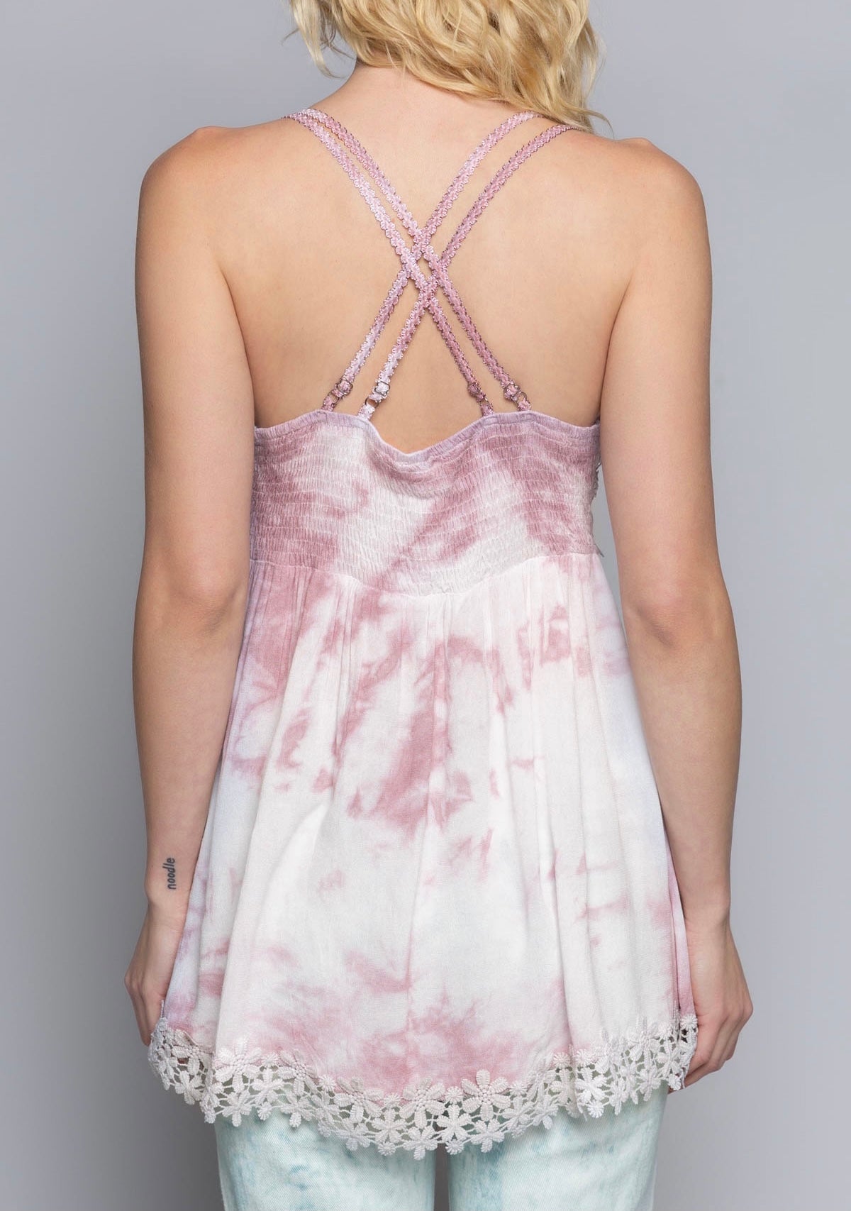 Pink Lace Babydoll Tank