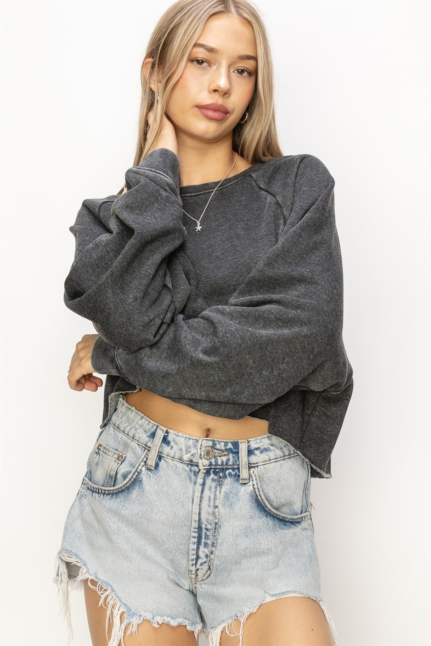 Cropped Black Crewneck
