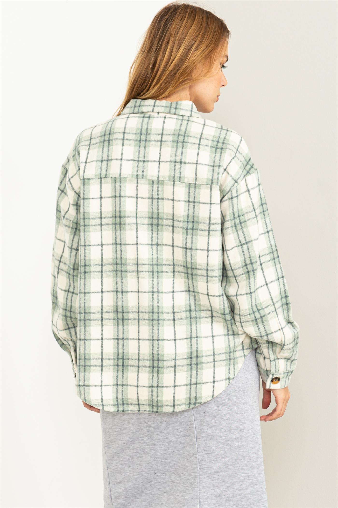 Mint Plaid Shacket