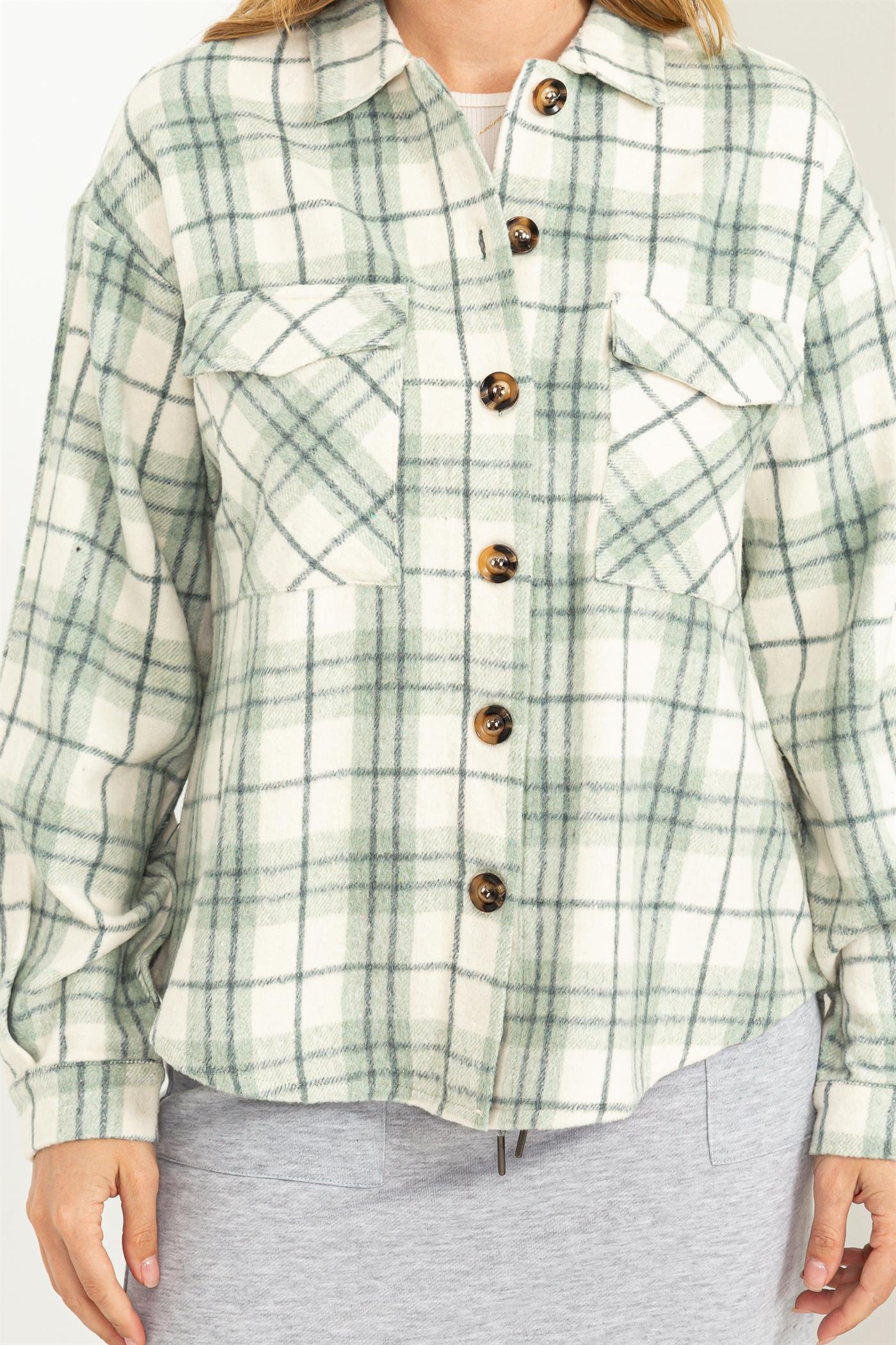 Mint Plaid Shacket