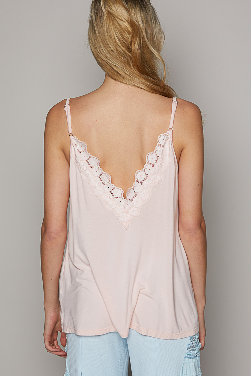 Pink or Off White Cami Top w Lace