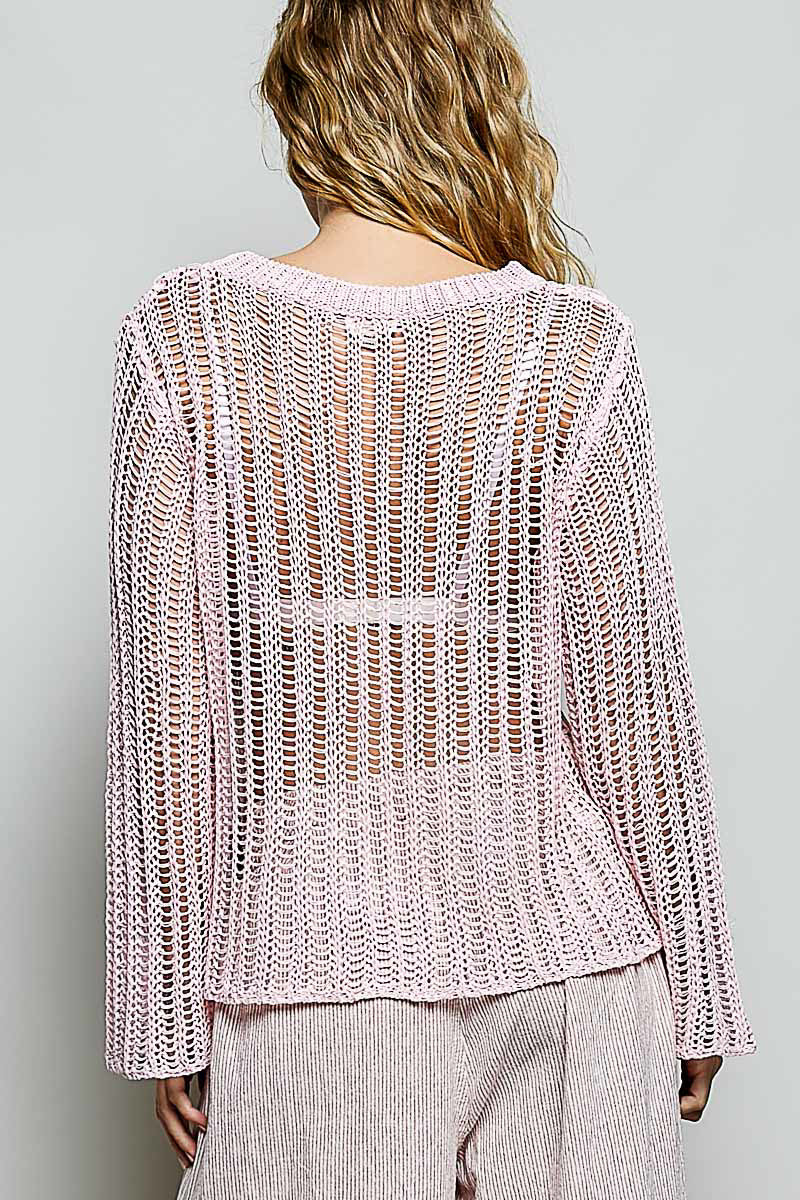 Pink Mesh Sweater