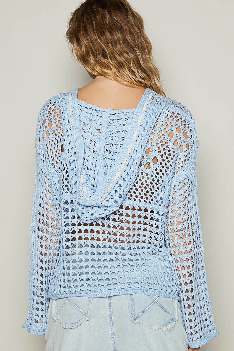 Sky Blue Flag Sweater with Hood