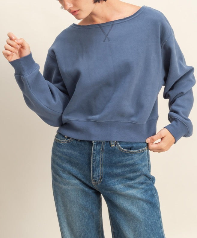 Dusty Navy Knit Top