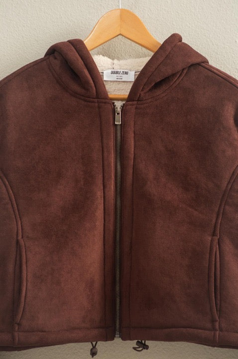 Chocolate Suede Jacket w Hood