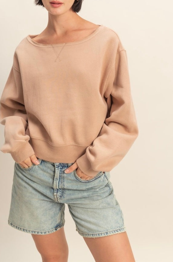 Taupe Boatneck Sweatshirt