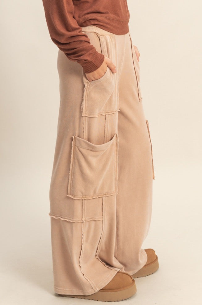 Taupe Oversized Cargo Joggers