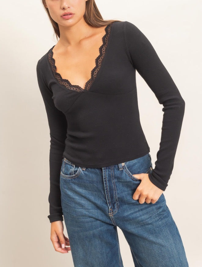 Black v-neck Top