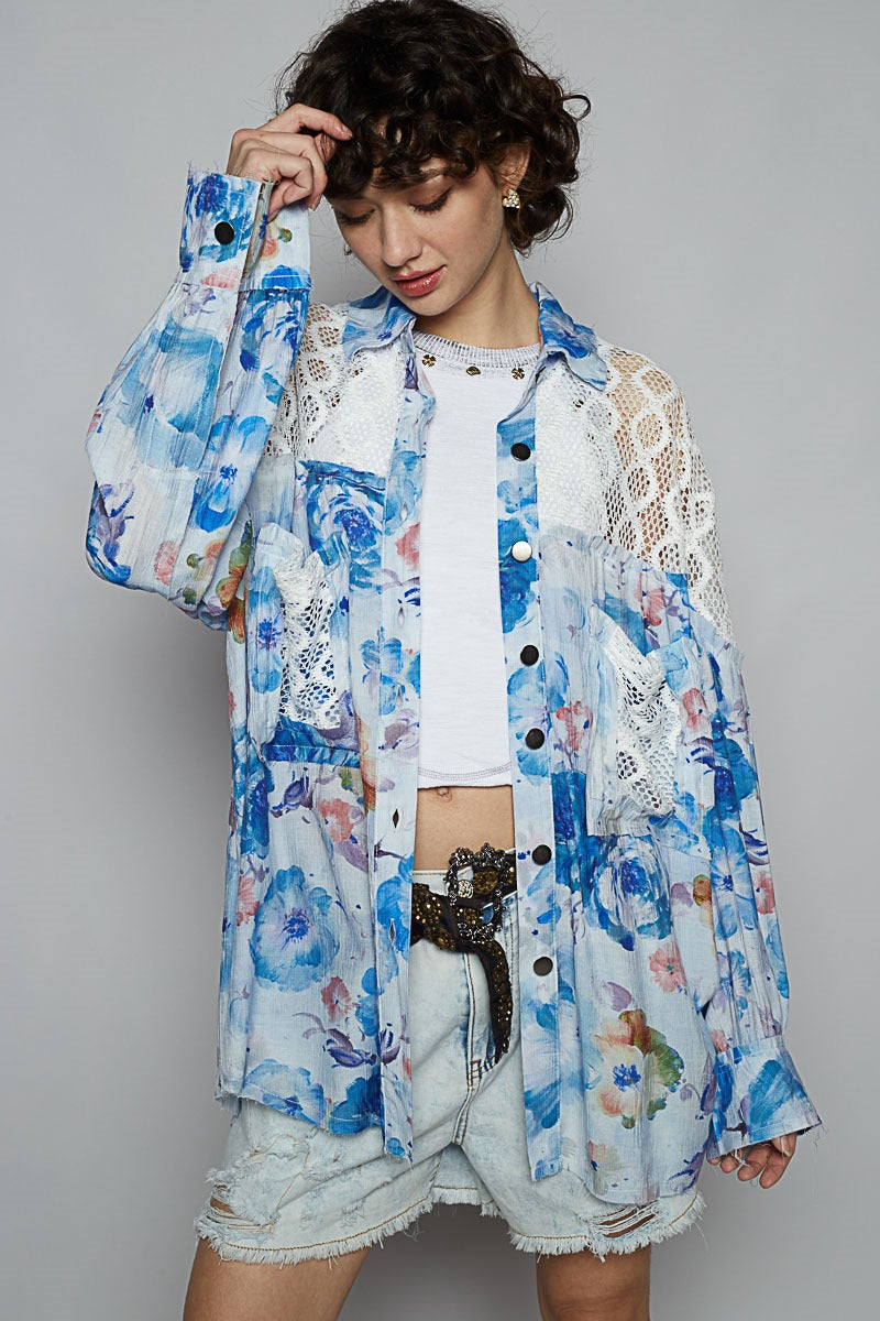 Floral and Lace Shacket