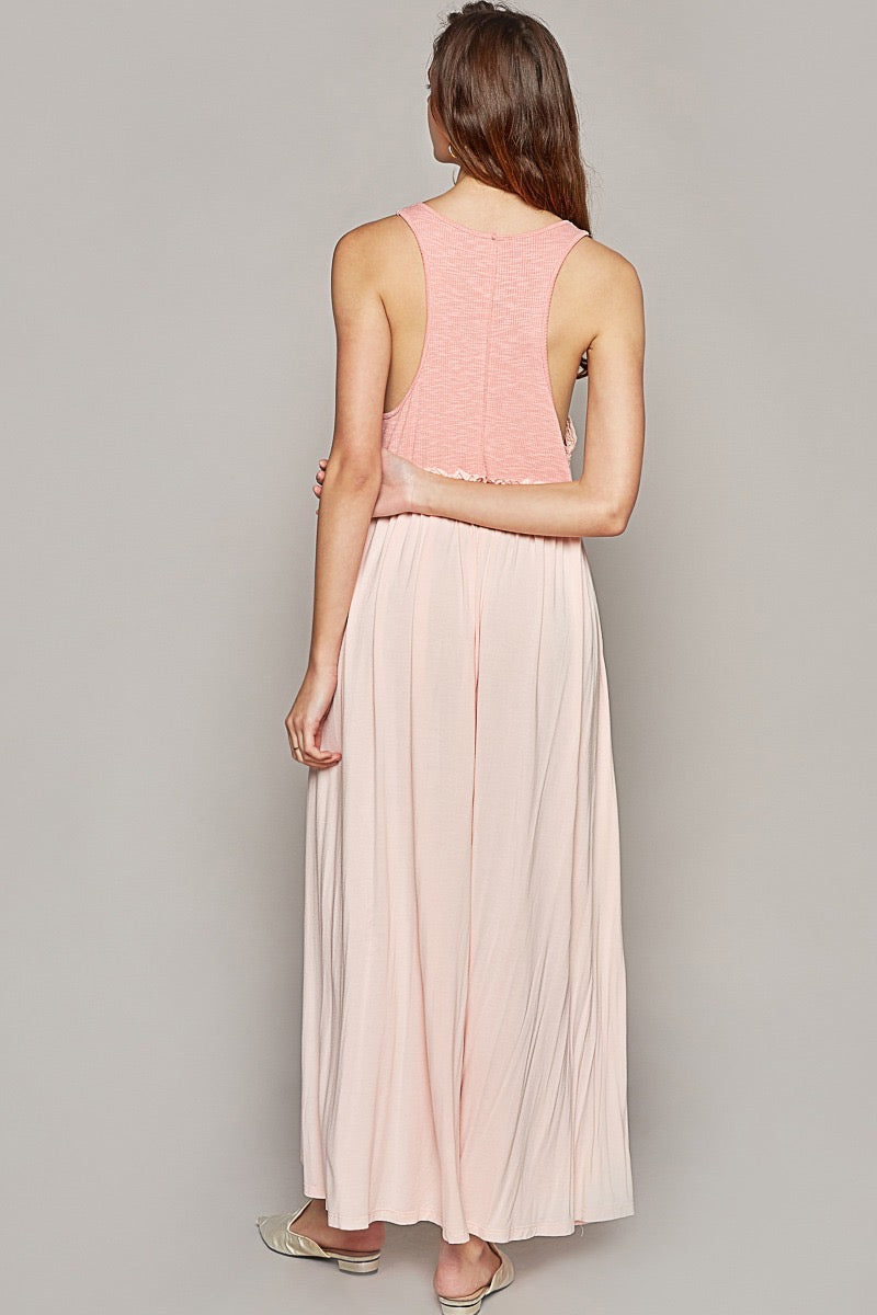 Pale Pink Sleeveless Maxi Dress