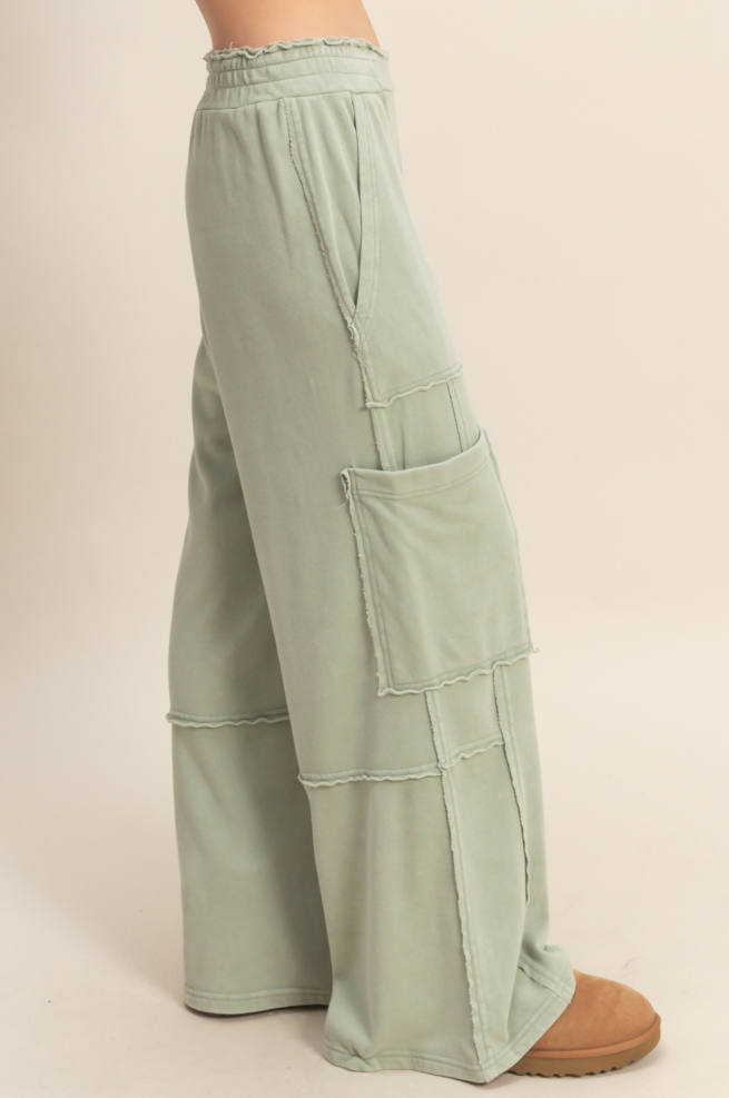 Sage Green Oversized Cargo Joggers