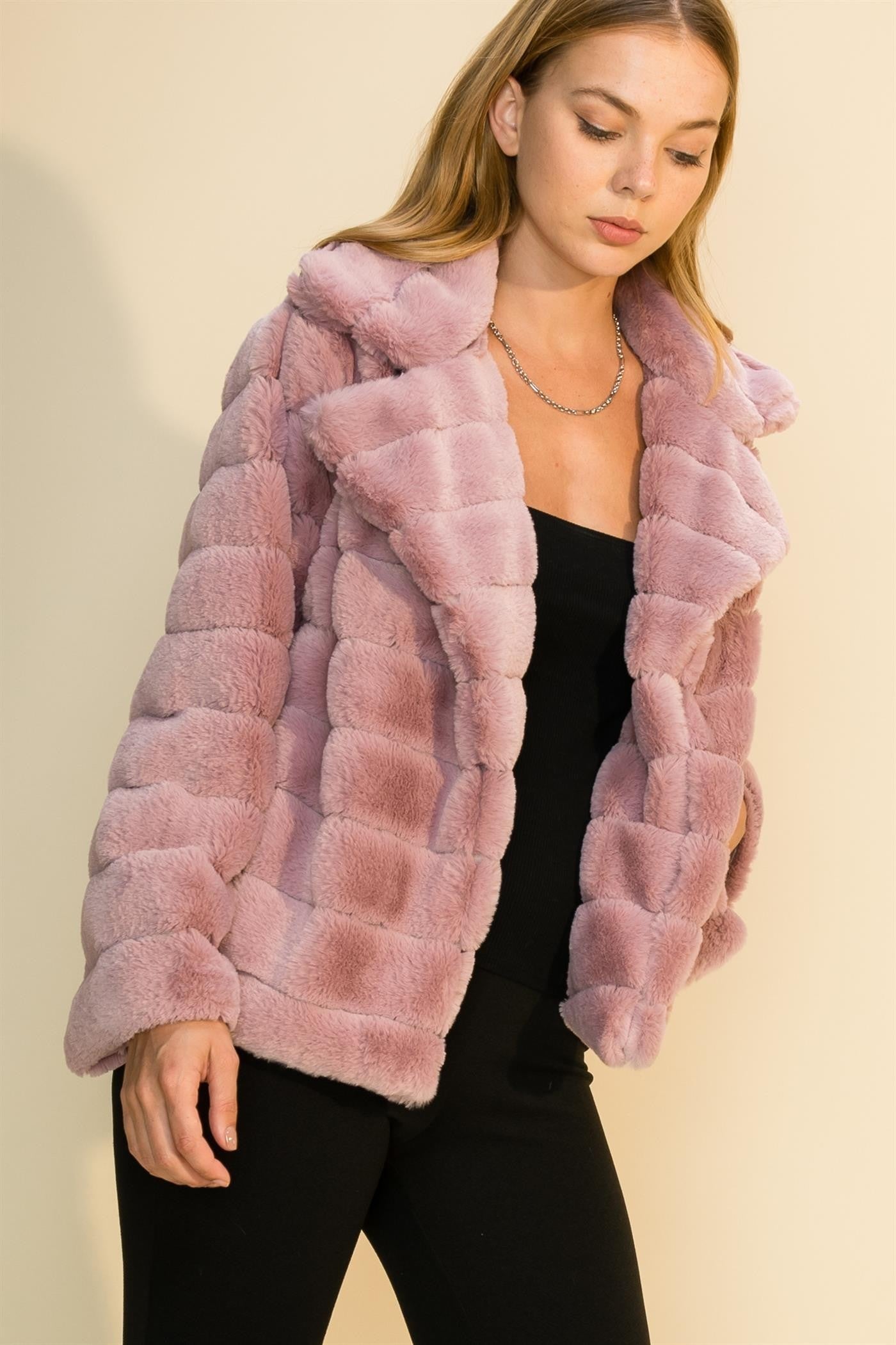 Mauve short Fur Shacket