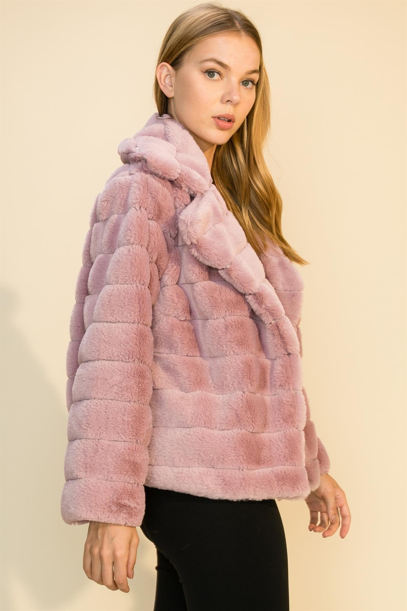 Mauve short Fur Shacket