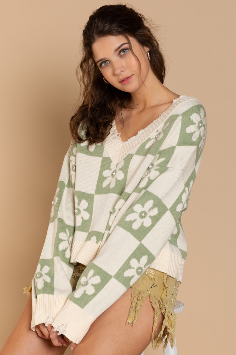 Pearl V-Neck Sweater