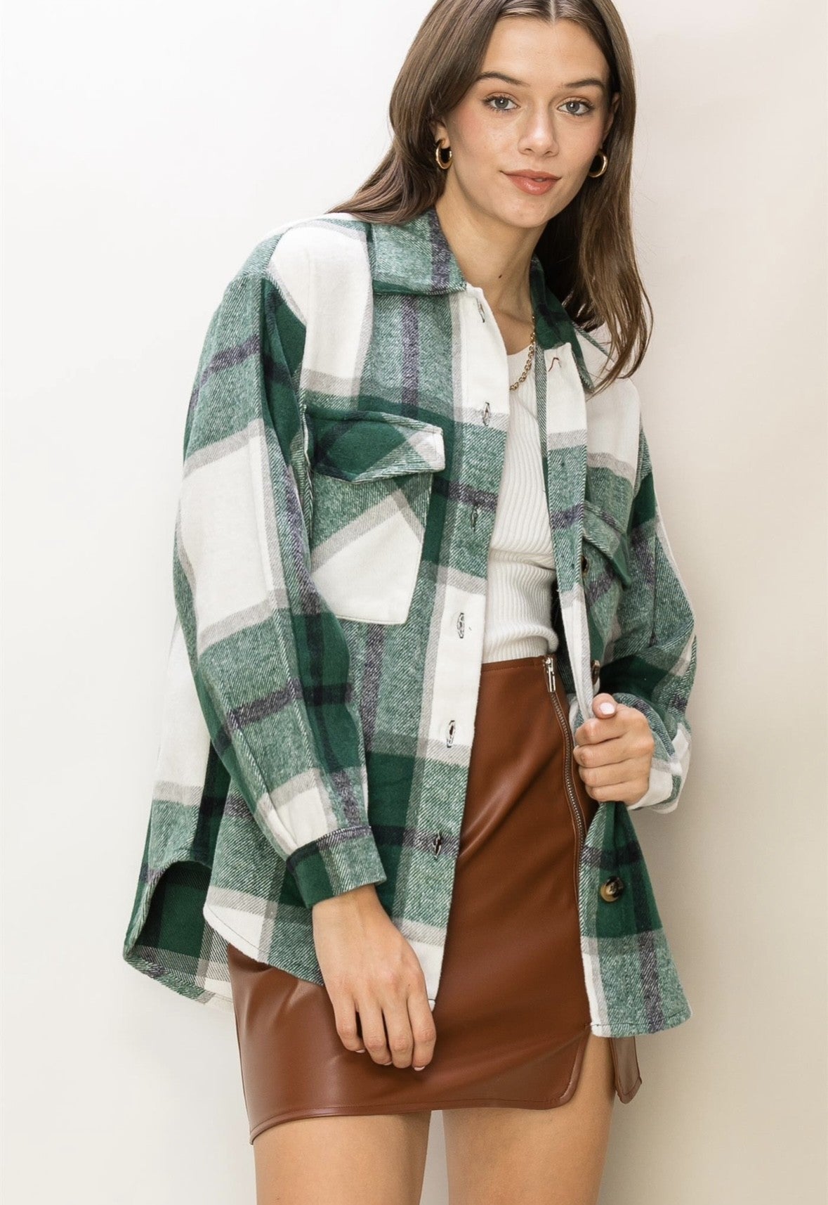 Green Plaid Shacket