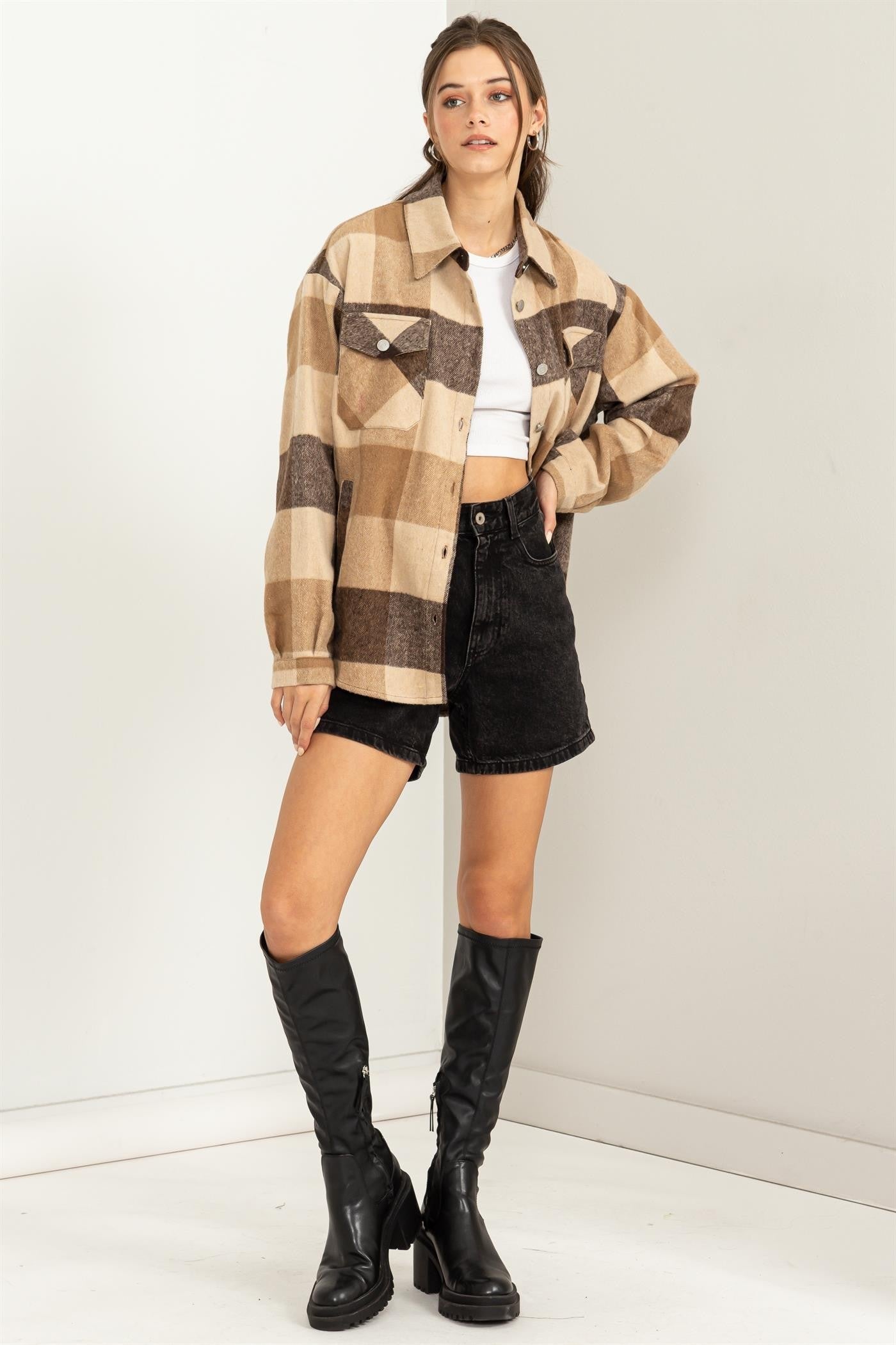 Brown Plaid Shacket