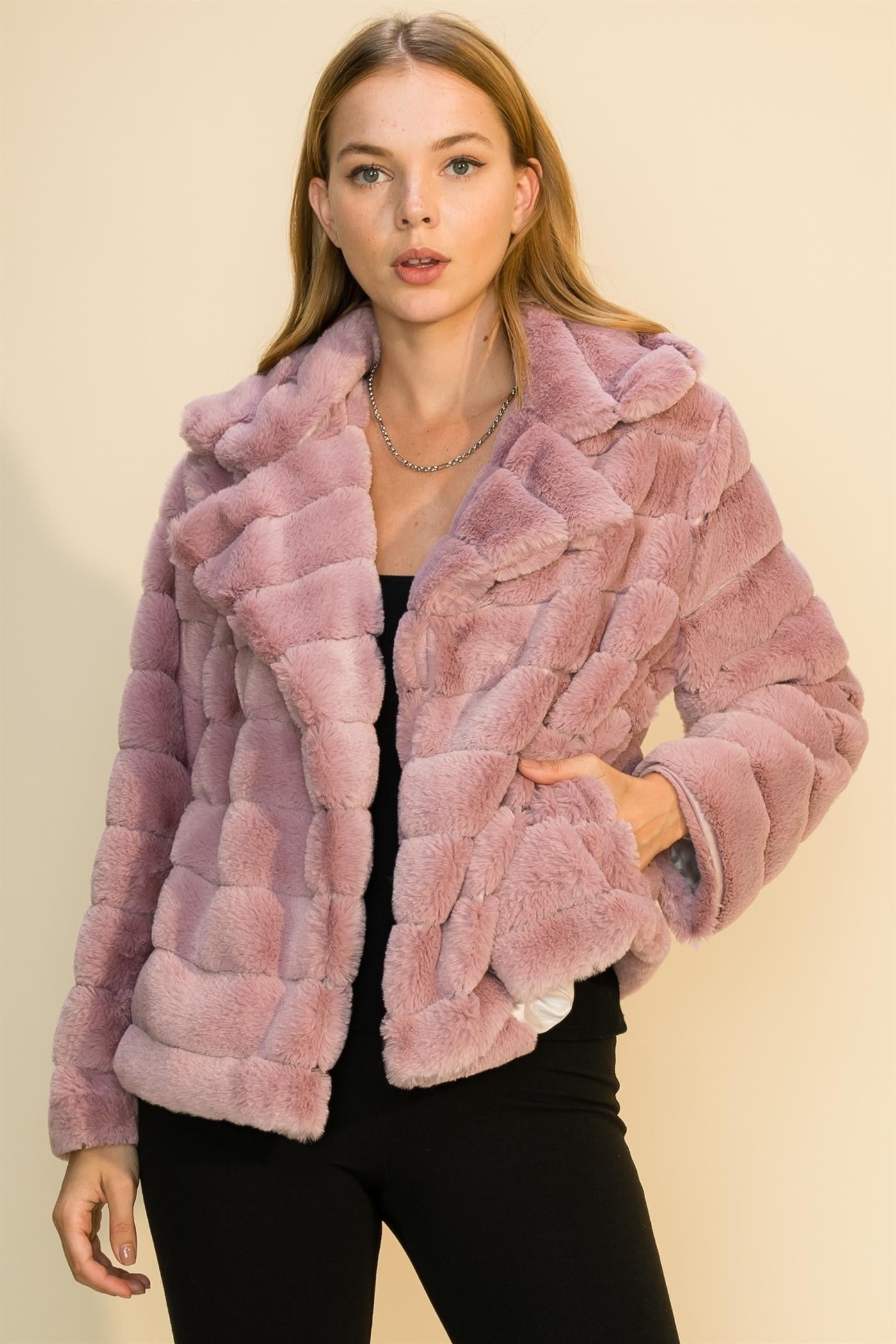 Mauve short Fur Shacket