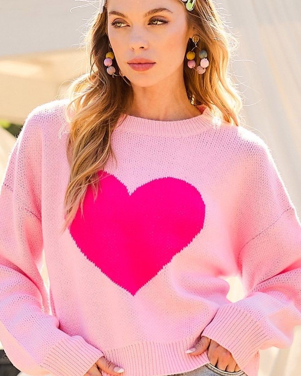 Martina Pink Heart Sweater – Devereaux Boutique
