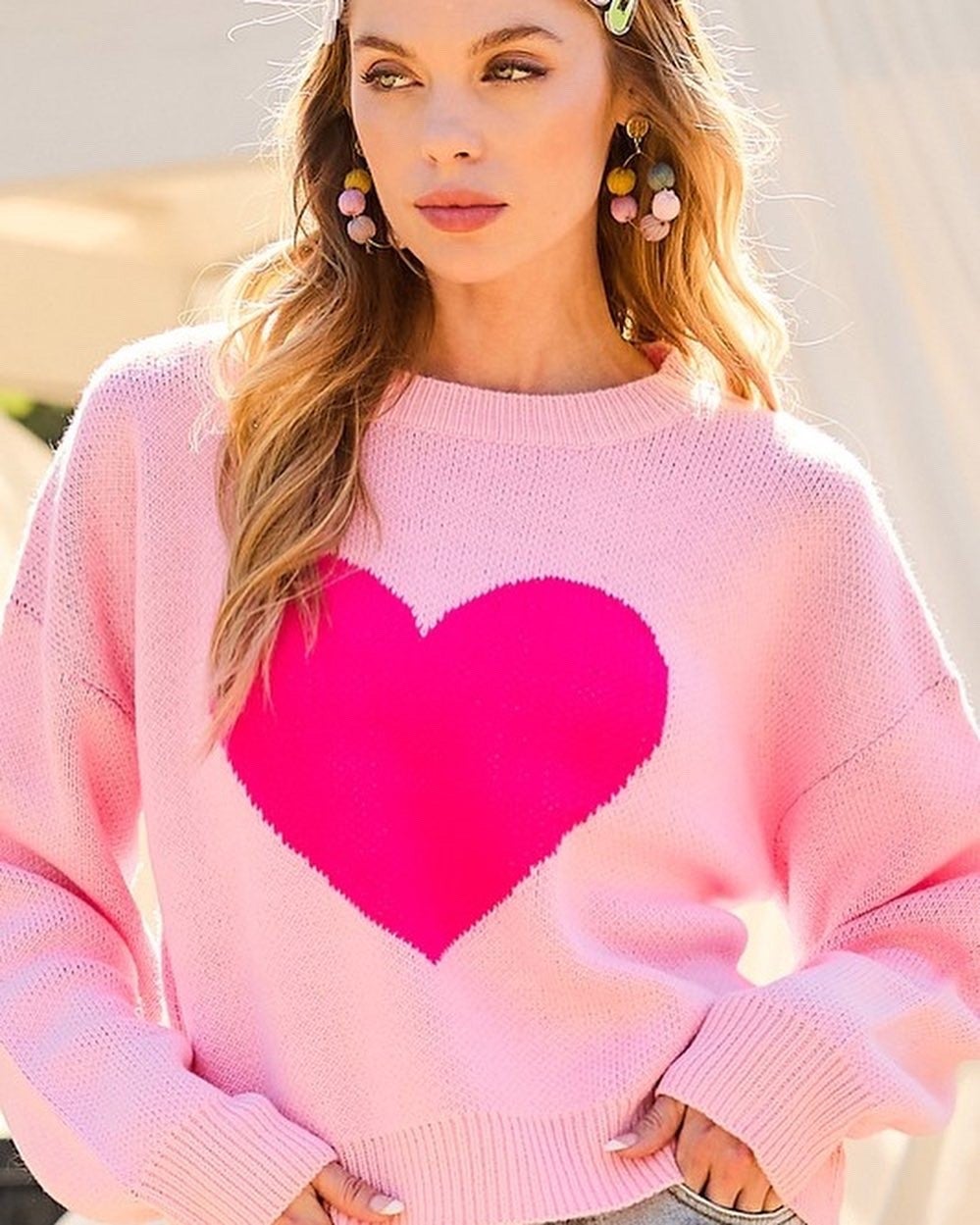Martina Pink Heart Sweater – Devereaux Boutique