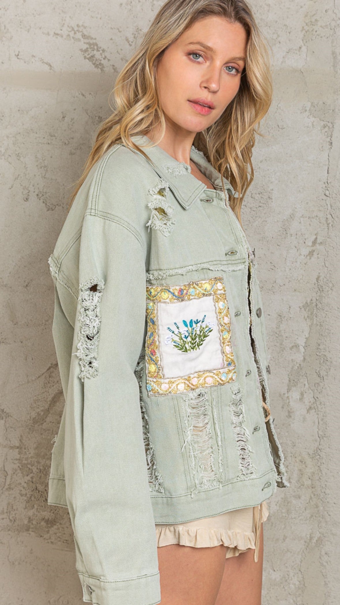 Sage green Denim jacket