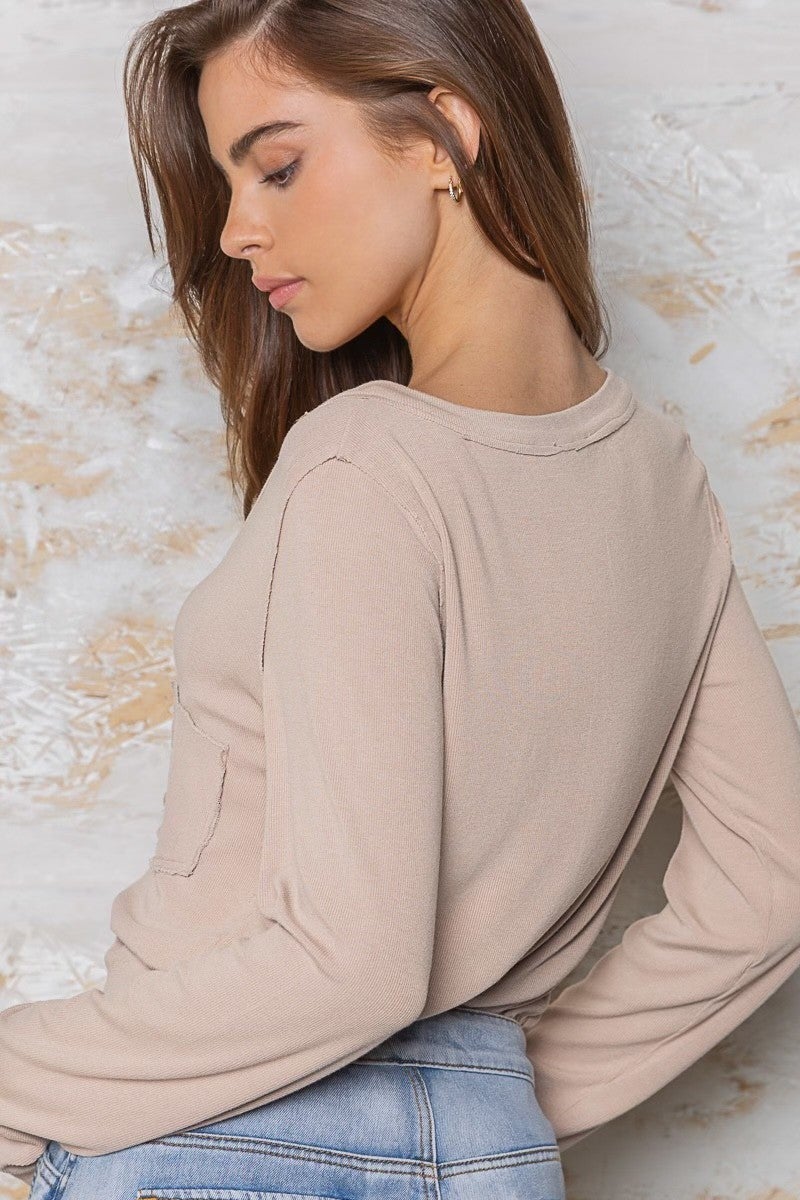 Beige V neck Top