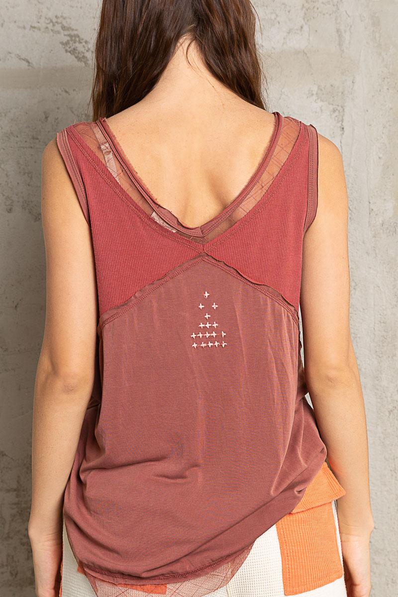 Rust V-Neck Top