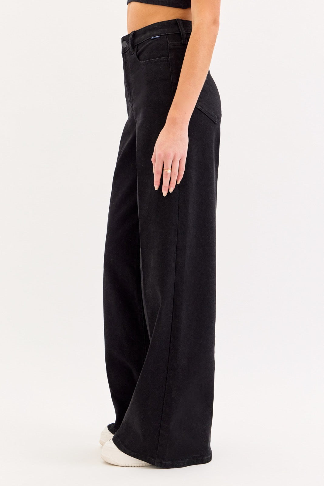 Black High Rise Wide Leg Jeans