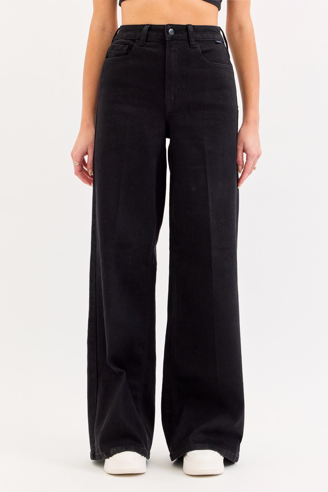 Black High Rise Wide Leg Jeans