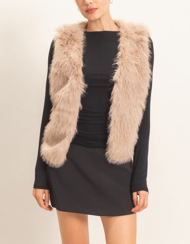 Taupe Faux Fur Vest