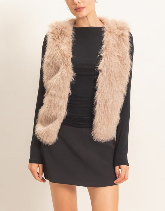 Taupe Faux Fur Vest