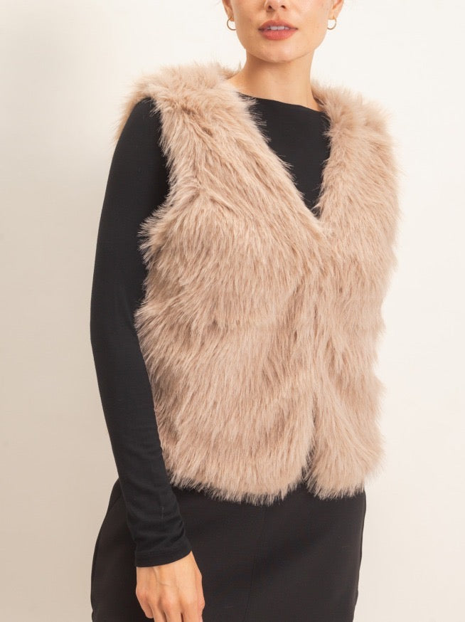 Taupe Faux Fur Vest