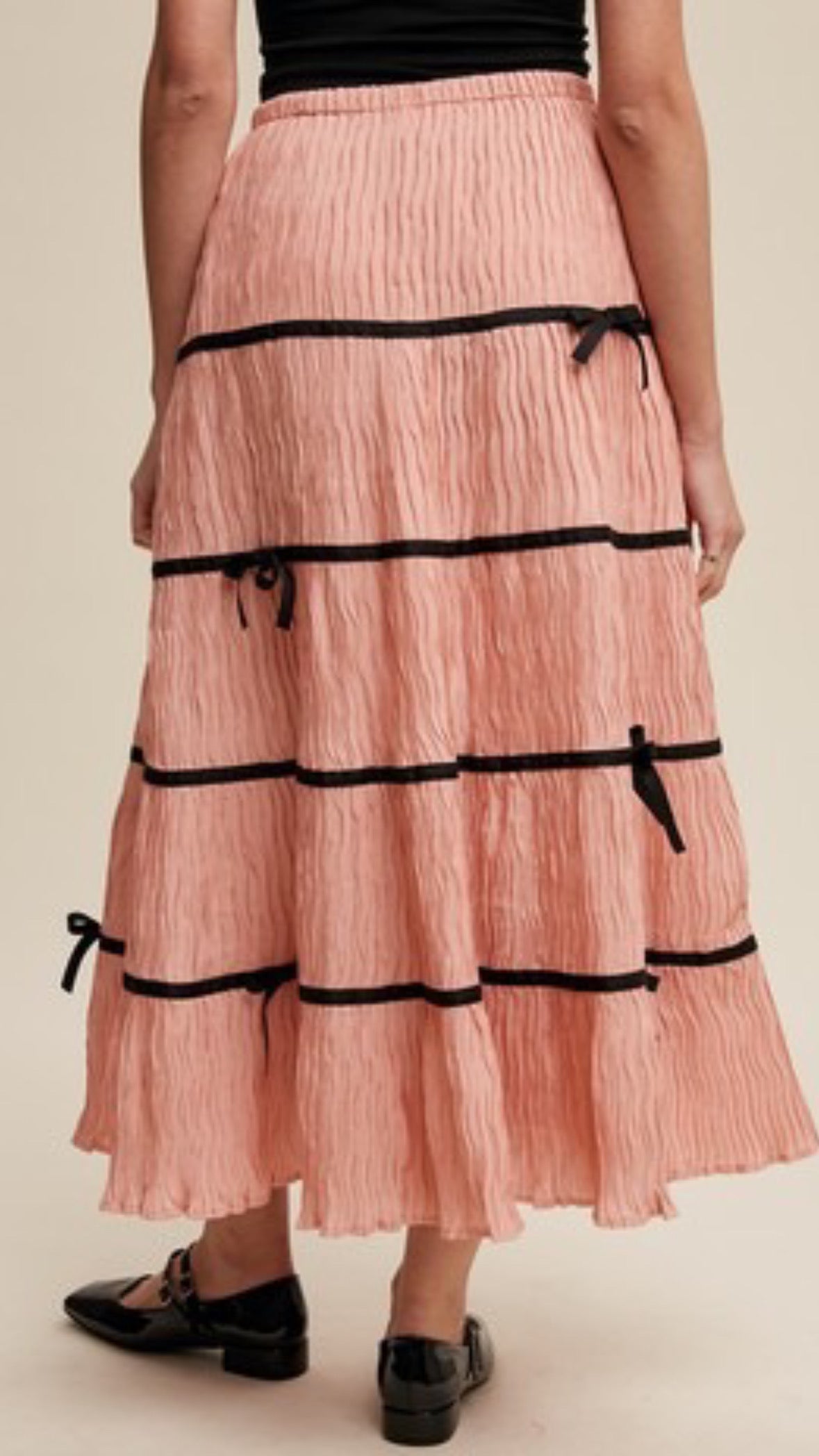 Bow Contrast Maxi Skirt