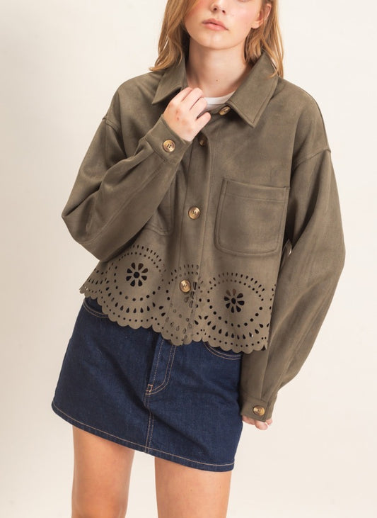 Jacket with Eyelet Trim