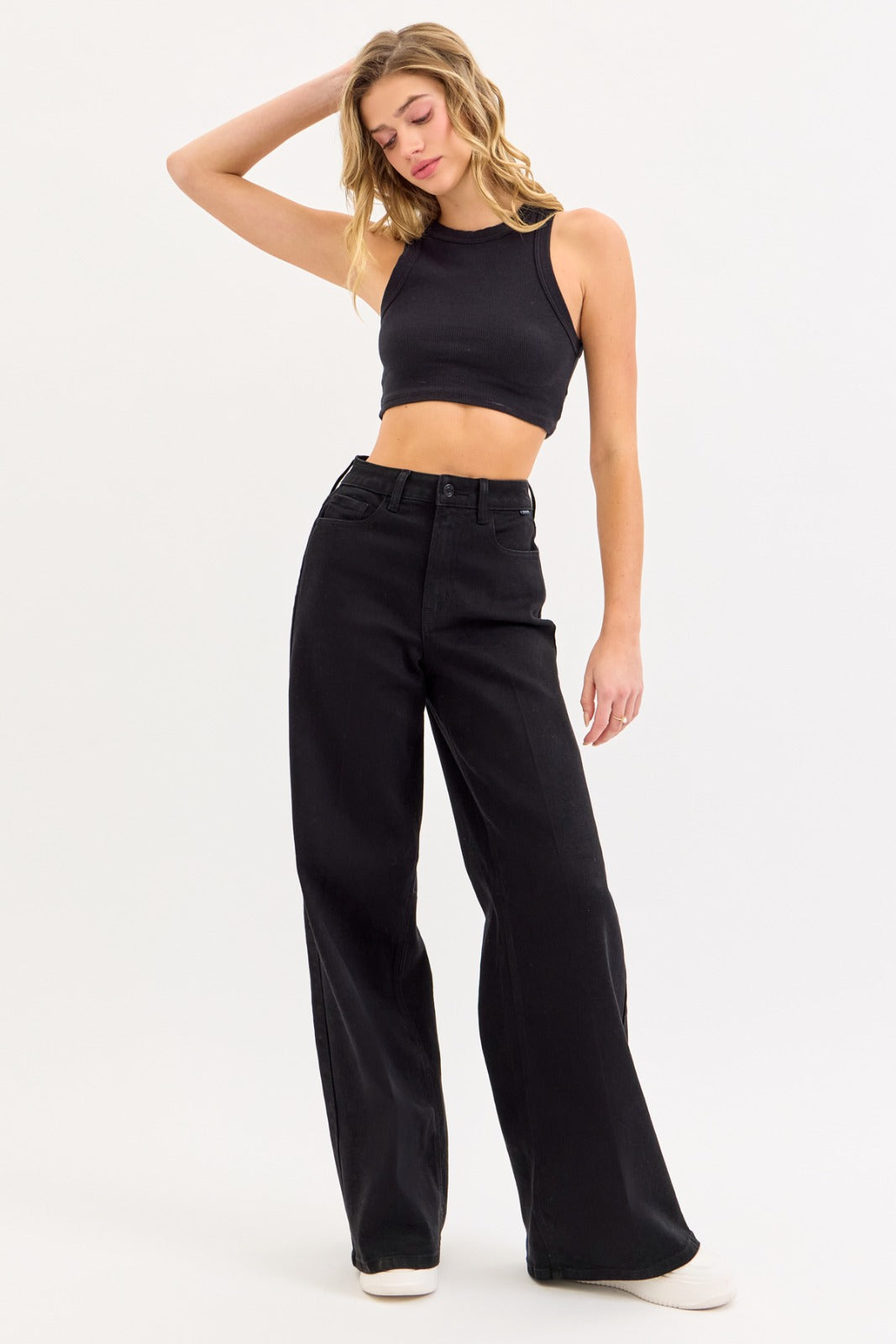 Black High Rise Wide Leg Jeans
