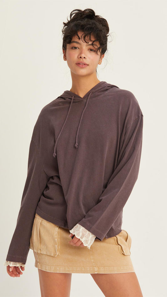 Light Weight Dark Plum Oversized Hoodie