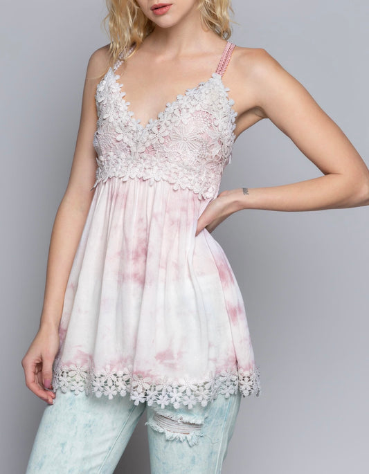 Pink Lace Babydoll Tank
