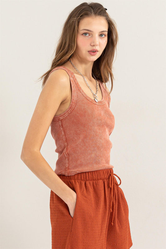 Rust Drop Neck Tank