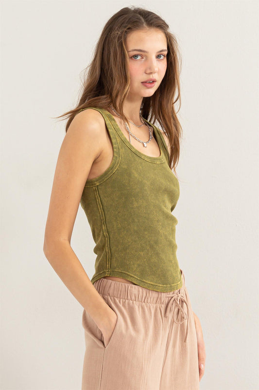 Moss Drop Neck Tank