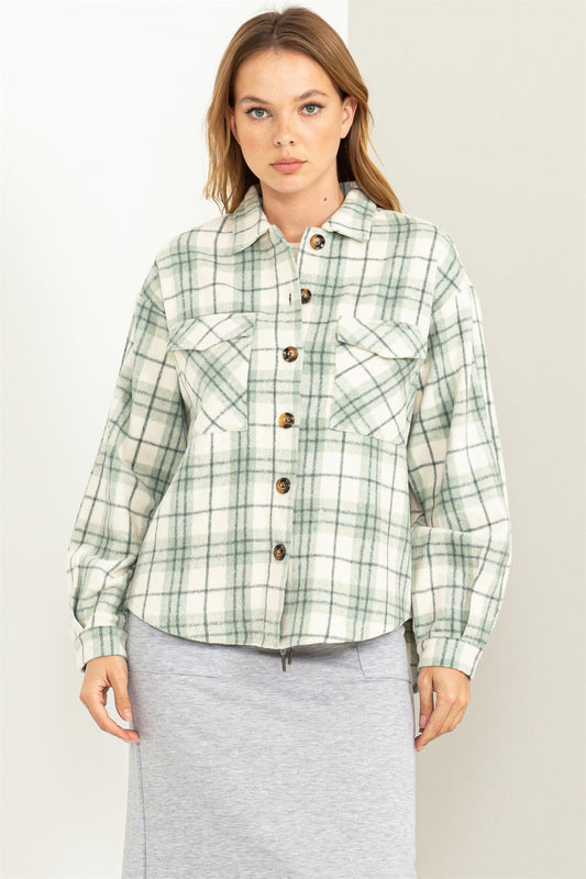 Mint Plaid Shacket