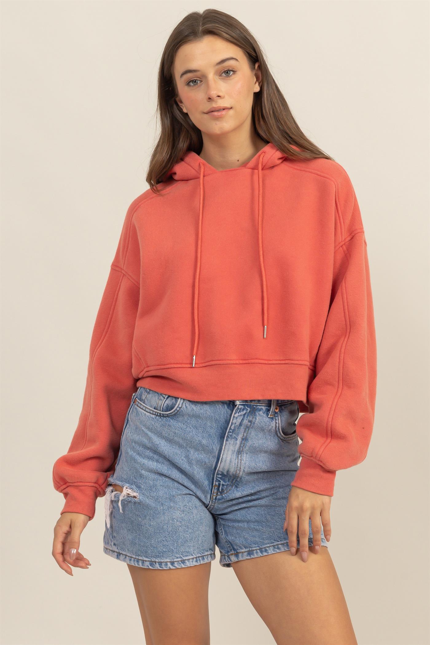 Cropped Coral Hoodie