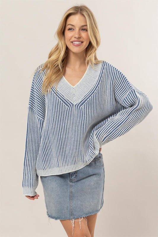 Blue V-Neck Sweater