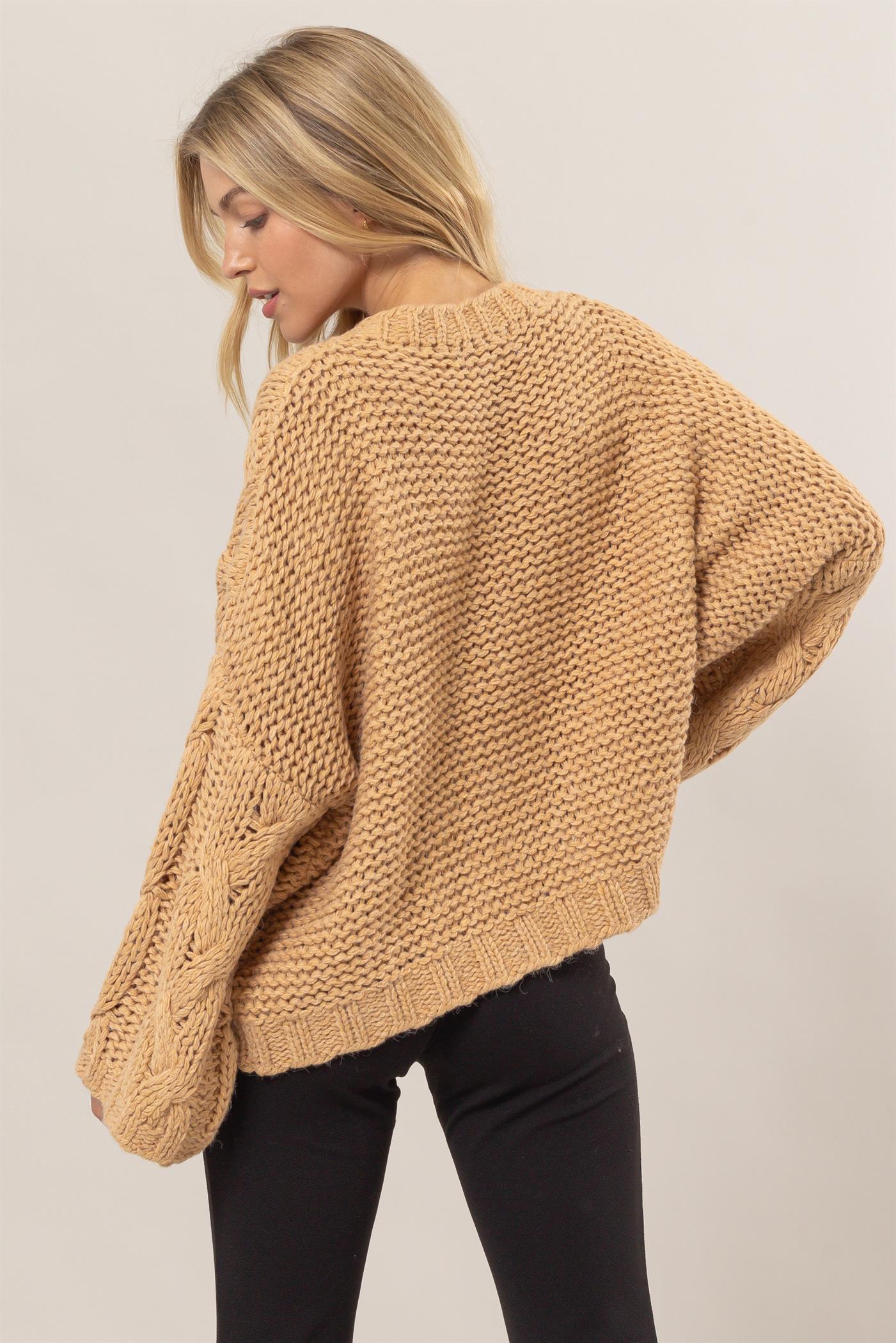 Taupe V-Neck Sweater